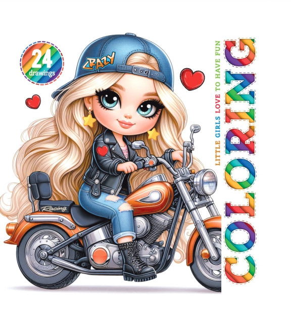 Coloring Page, Little Girls Love To Have Fun