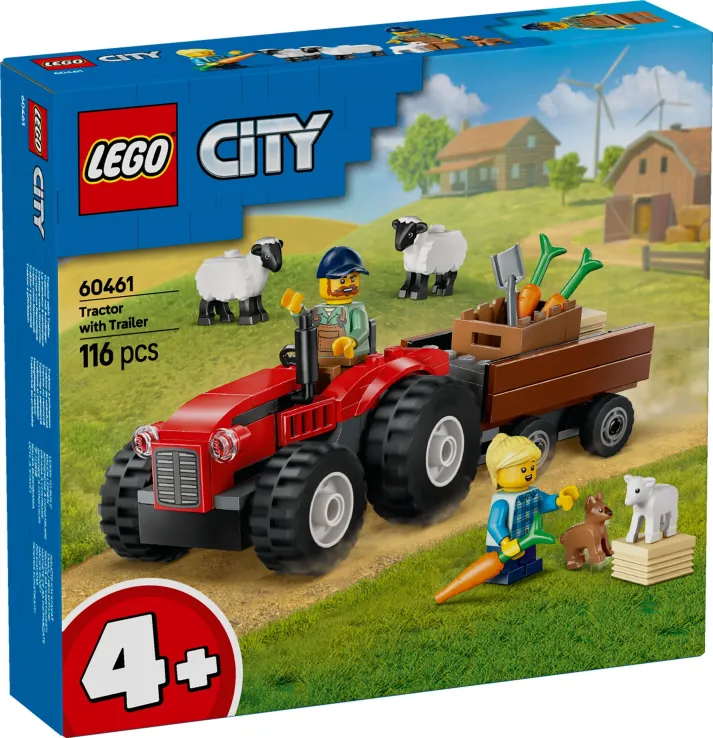 Lego City - Red Farm Tractor With Trailer & Sheep 60461