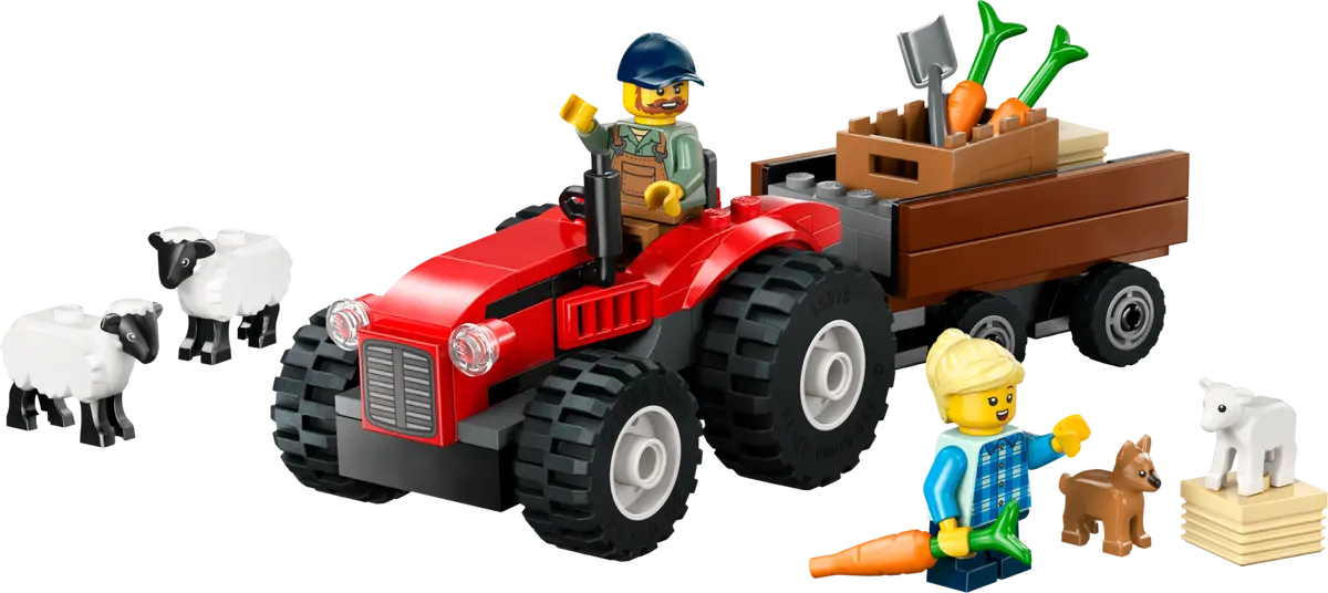 Lego City - Red Farm Tractor With Trailer & Sheep 60461