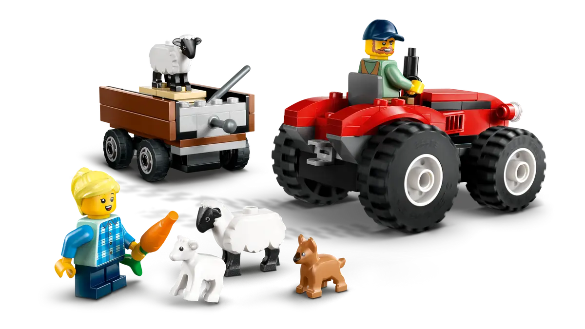 Lego City - Red Farm Tractor With Trailer & Sheep 60461