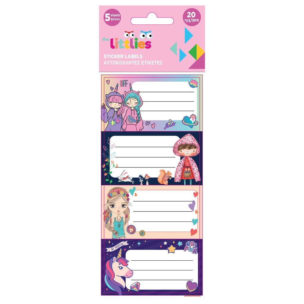 The Littlies - Ετικέτες Αυτοκόλλητες Τετραδίων, Κορίτσι 20 Τεμ 5 Φύλλα 647043