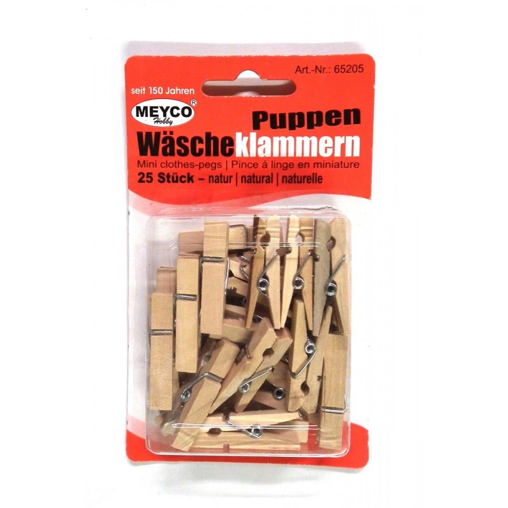 Meyco - Ξύλινα Μανταλάκια, Φυσικό Χρώμα 25 Τεμαχίων 35mm 65205