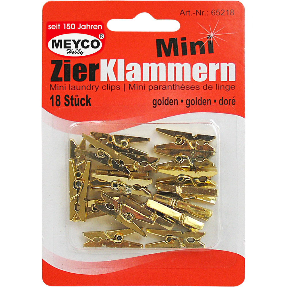 Meyco - Πλαστικά Μανταλάκια, Χρυσό Σετ 18 Τεμαχίων 65218