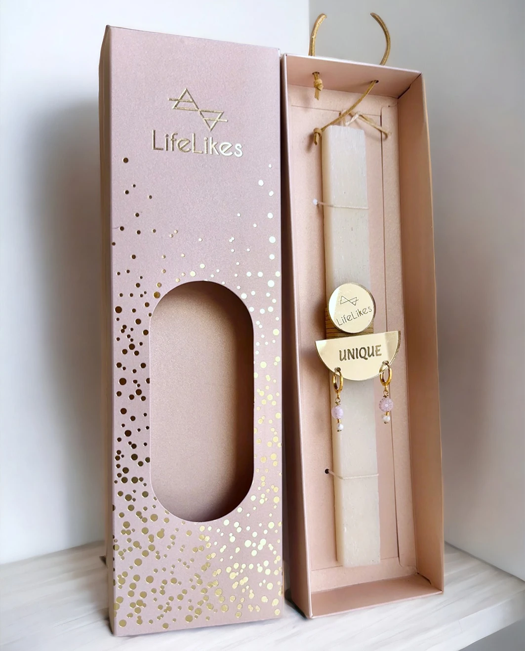 Life Likes - Λαμπάδα Unique Με Σκουλαρίκια, Χρυσά 6714