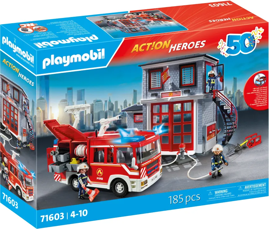 Playmobil Action Heroes - Αρχηγείο Και Όχημα Πυροσβεστικής 71603