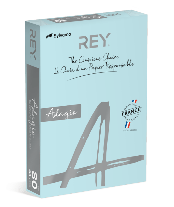 Rey - Χαρτί Εκτύπωσης Adagio Χρωματιστό, Sky Blue A4 80gr 500 Φύλλα (1 Δεσμίδα) 71056