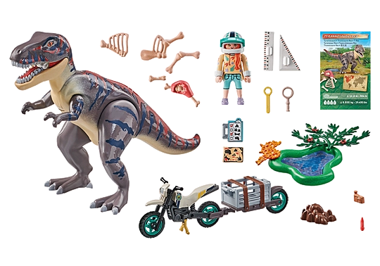 Playmobil Dino - T-Rex Και Εξερευνητής Με Μοτοσικλέτα 71524