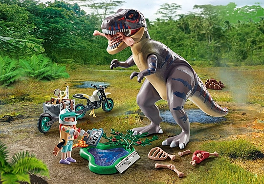 Playmobil Dino - T-Rex Και Εξερευνητής Με Μοτοσικλέτα 71524