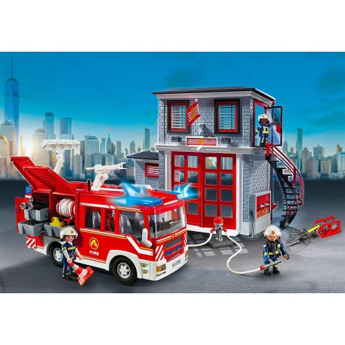 Playmobil Action Heroes - Αρχηγείο Και Όχημα Πυροσβεστικής 71603