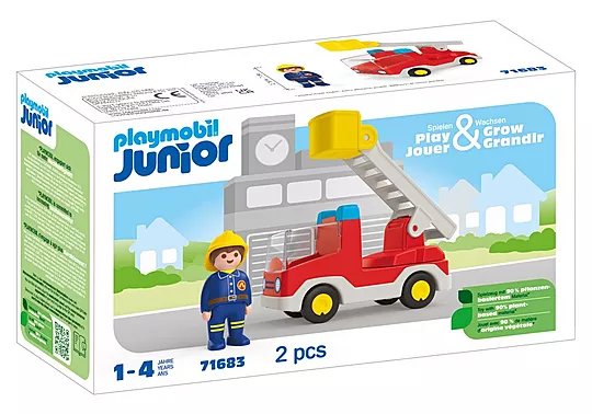 Playmobil Junior - Πυροσβέστης Με Κλιμακοφόρο Όχημα 71683