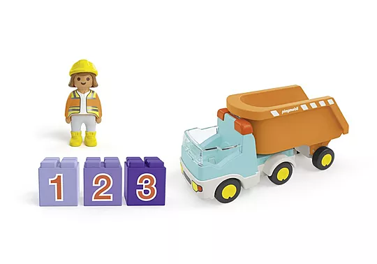 Playmobil Junior - Ανατρεπόμενο Φορτηγό Με Εργάτη 71685