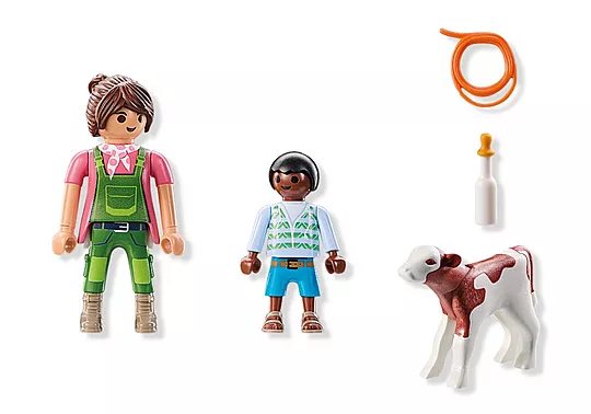 Playmobil Duo Pack - Αγρότισσα Και Παιδάκι Με Μοσχαράκι 71803