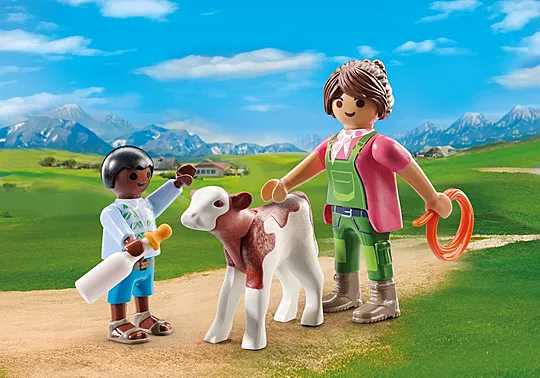 Playmobil Duo Pack - Αγρότισσα Και Παιδάκι Με Μοσχαράκι 71803