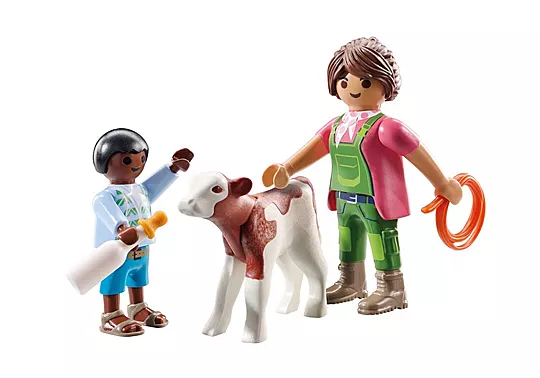 Playmobil Duo Pack - Αγρότισσα Και Παιδάκι Με Μοσχαράκι 71803