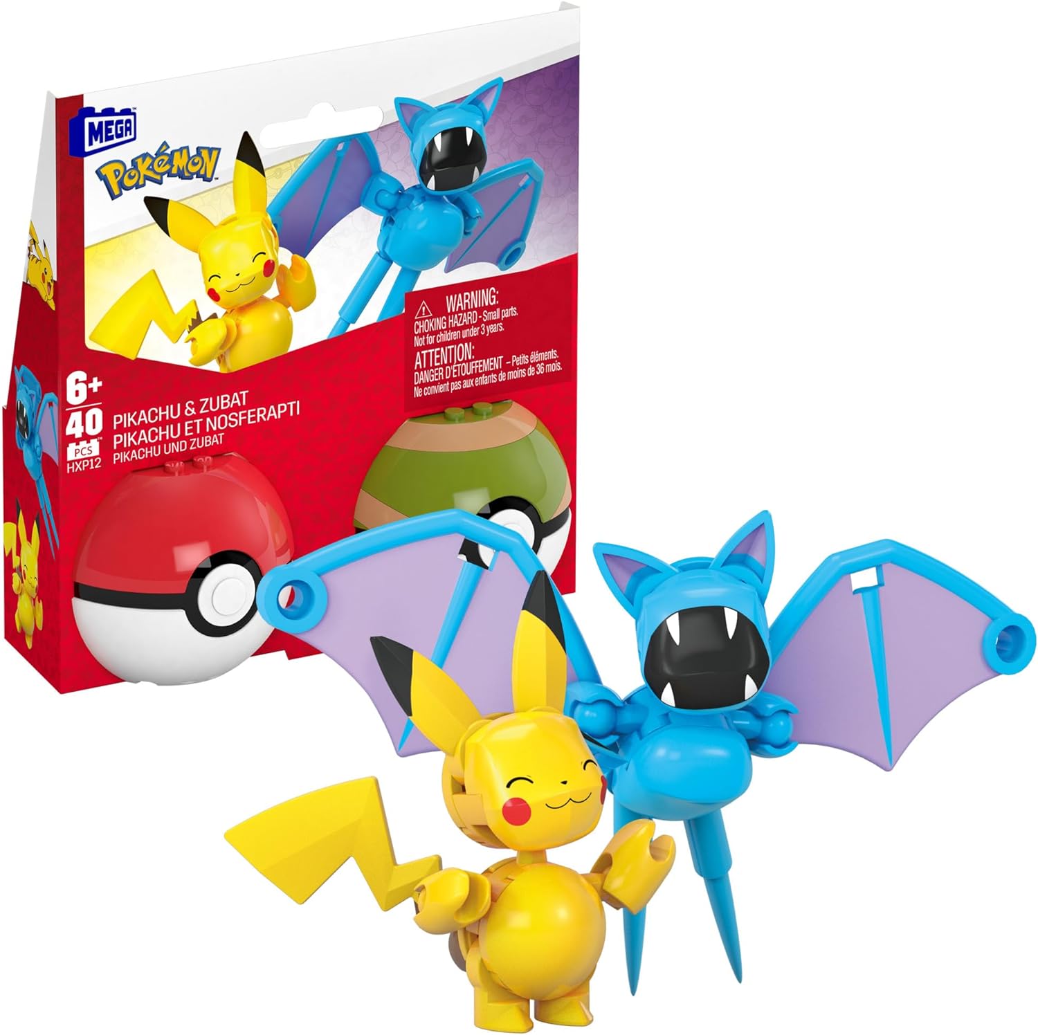 Mattel - Mega Pokemon , Pikachu and Zubat Pokeball Σετ των δύο HXP12 (HXP11)