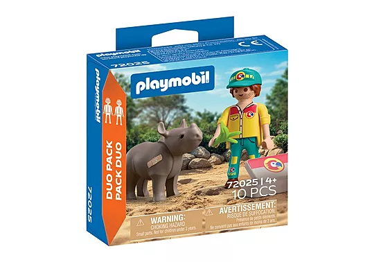 Playmobil Duo Pack - Φροντιστής Ζώων Και Ρινόκερος 72025