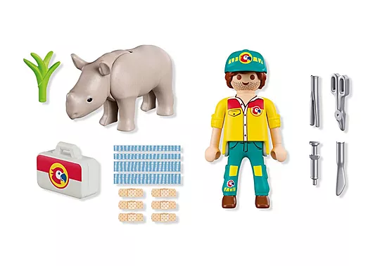 Playmobil Duo Pack - Φροντιστής Ζώων Και Ρινόκερος 72025