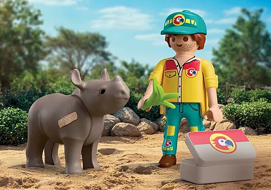 Playmobil Duo Pack - Φροντιστής Ζώων Και Ρινόκερος 72025