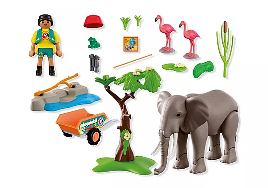 Playmobil Animals & Friends - Φροντιστής Ζωολογικού Πάρκου Με Ελέφαντα Και Φλαμίνγκο 72068