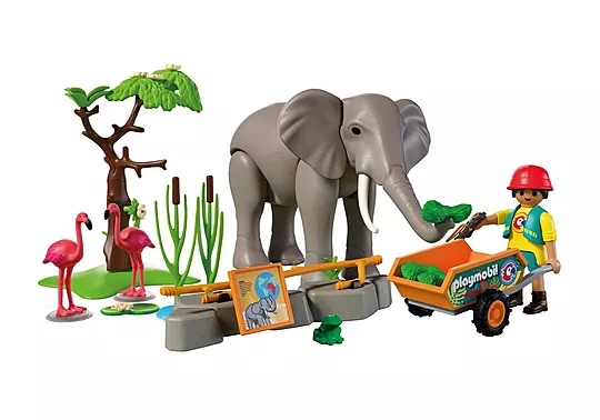 Playmobil Animals & Friends - Φροντιστής Ζωολογικού Πάρκου Με Ελέφαντα Και Φλαμίνγκο 72068