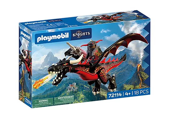 Playmobil Knights - Μαύρος Δράκος Και Ιππότης 72114
