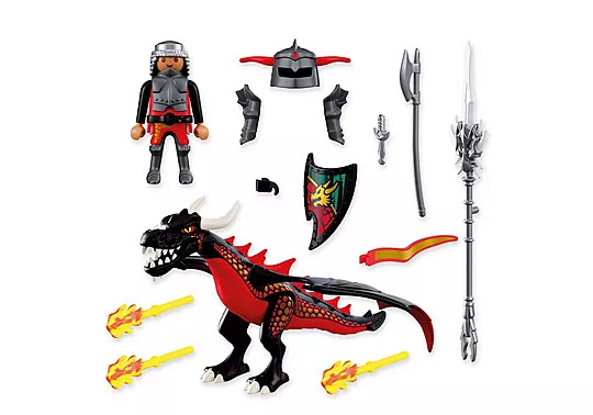 Playmobil Knights - Μαύρος Δράκος Και Ιππότης 72114