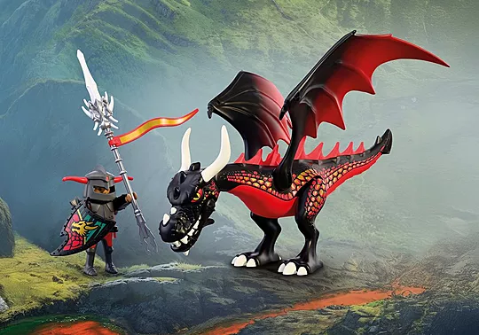 Playmobil Knights - Μαύρος Δράκος Και Ιππότης 72114