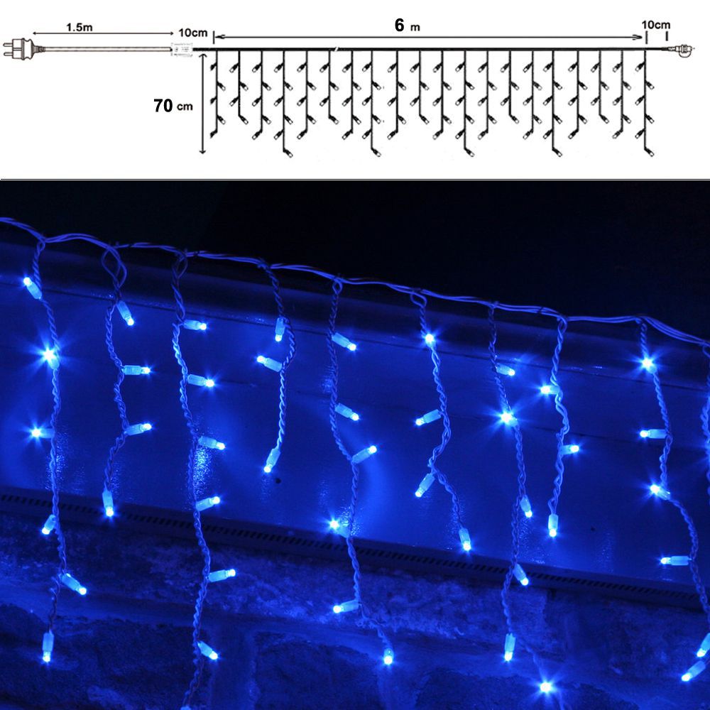 Iliadis - 300 Led Σταλακτίτης Διάφανο/Μπλε 8 Προγράμματα 6Μx70εκ Εσωτερικού & Εξωτερικού Χώρου 75023