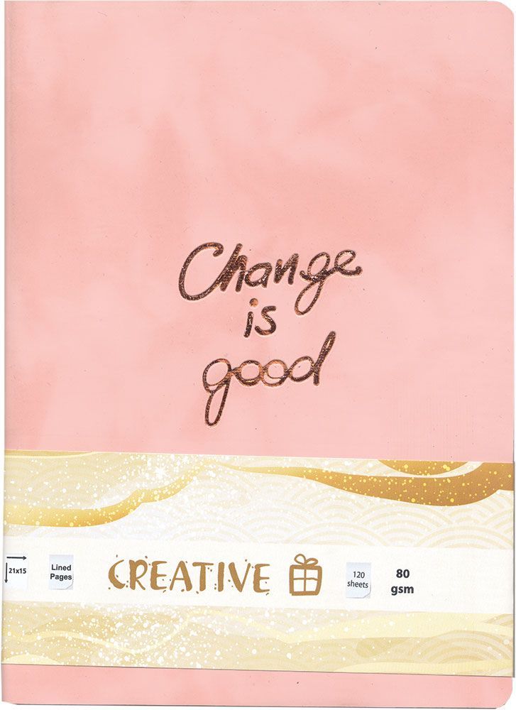 Creative - Τετράδιο Βιβλιοδετημένο Notebook, 15x21 cm, Ριγέ 120 Φύλλα, Change Is Good 778013