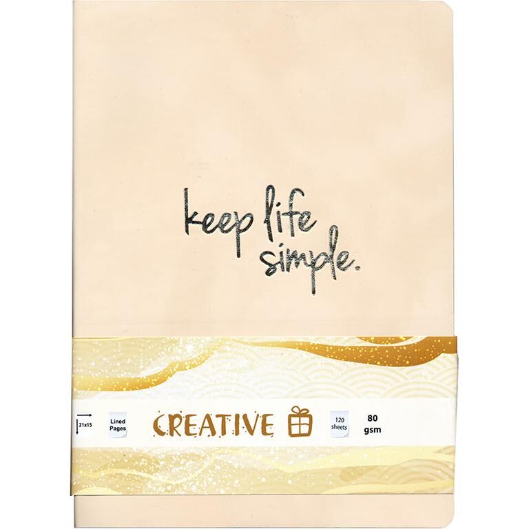 Creative - Τετράδιο Βιβλιοδετημένο Notebook, 15x21 cm, Ριγέ 120 Φύλλα, Keep Life Simple. 778013