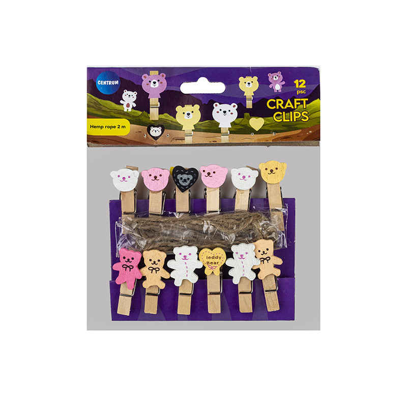 Centrum - Ξύλινα Μανταλάκια, Αρκουδάκια Σετ 12 Τεμαχίων 80334