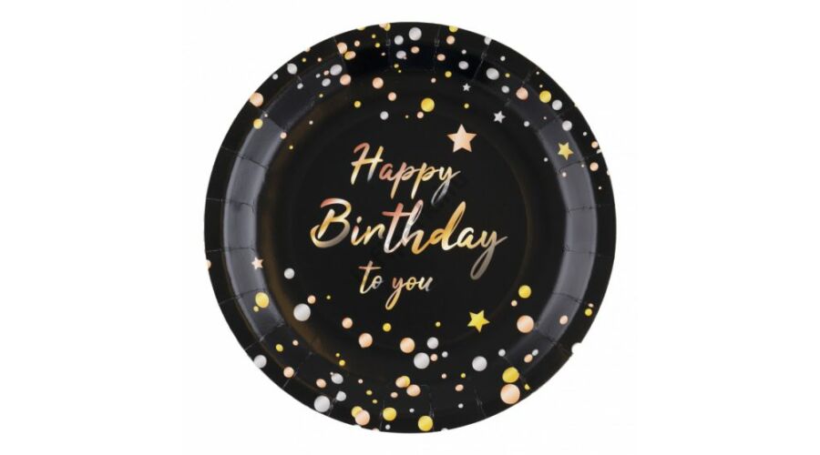 Funny Fashion - Πιάτα Πάρτι Happy Birthday Μαύρο 80338