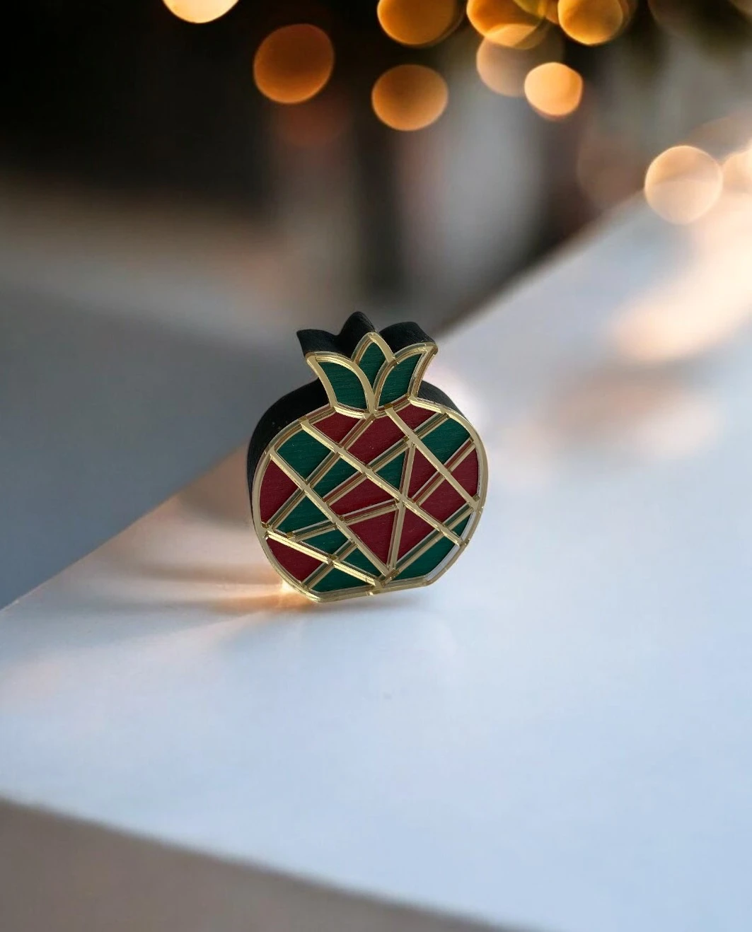 Life Likes - Γούρι Ξύλινο Ρόδι Μωσαϊκό, Κόκκινο/Πράσινο 8213