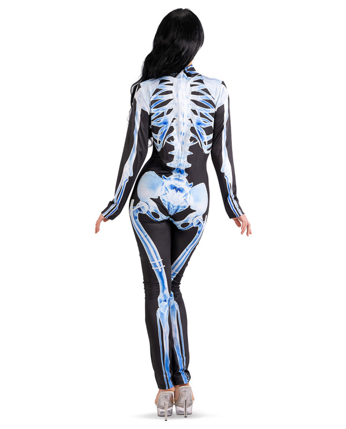 Carnival Toys – Αποκριάτικη Στολή, Ολόσωμη Φόρμα Σκελετός Γυναικεία Με Διπλή Εκτύπωση Μπρος Πίσω 82182