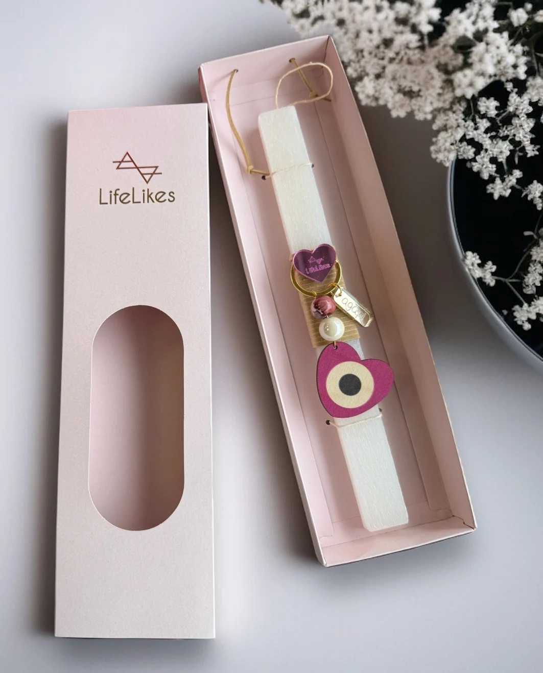 Life Likes - Λαμπάδα Αγάπη Με Μπρελόκ, Ροζ 8219