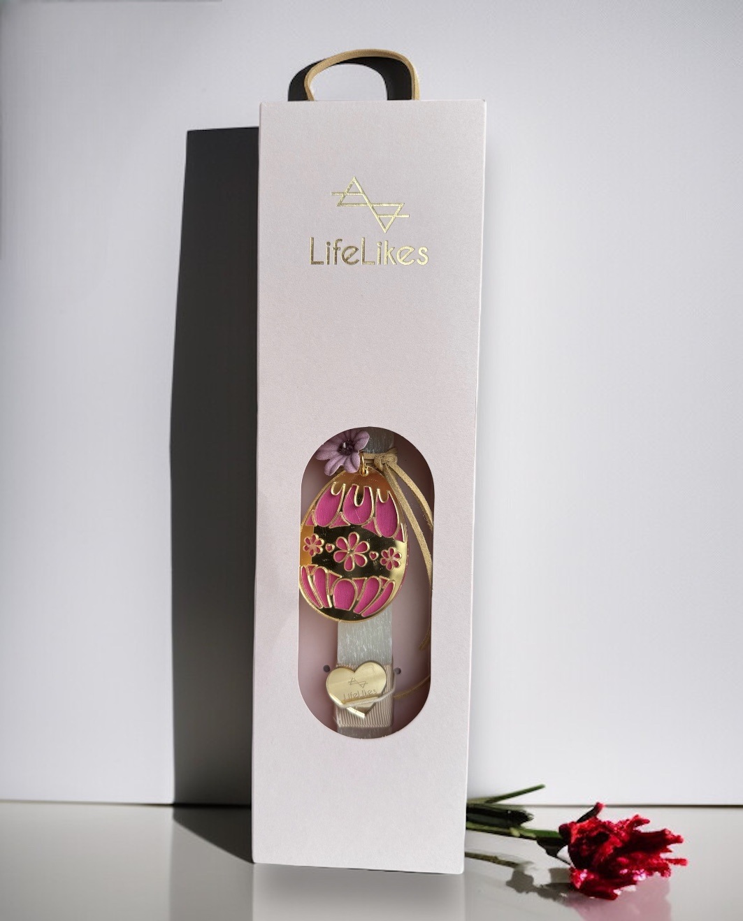 Life Likes - Λαμπάδα Πασχαλινό Αυγό Ροζ Σε Κουτί 8220