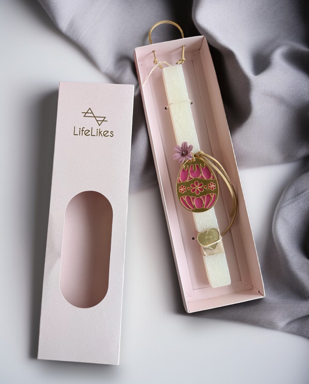 Life Likes - Λαμπάδα Πασχαλινό Αυγό Ροζ Σε Κουτί 8220