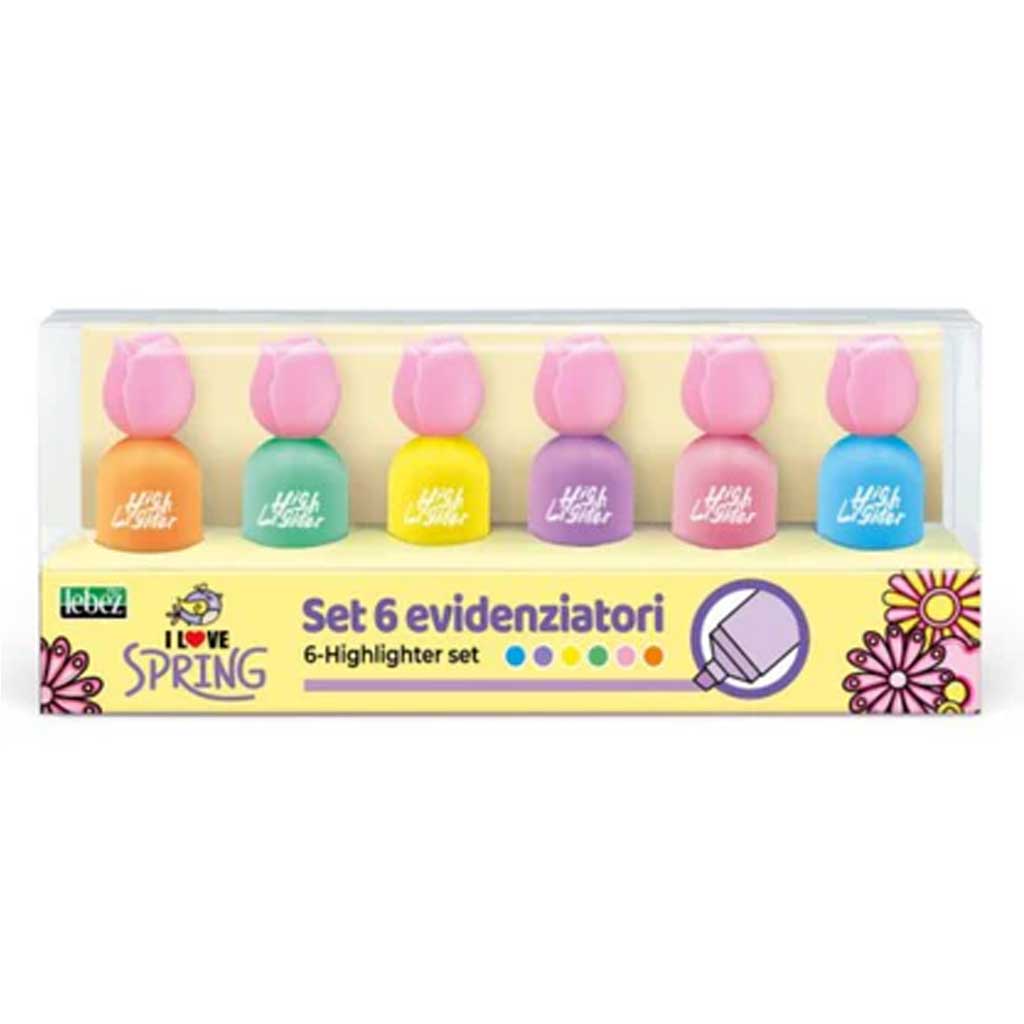 Lebez - Μαρκαδόρος Υπογράμμισης, Pastel Puffy Tulips 6 Τμχ 82230