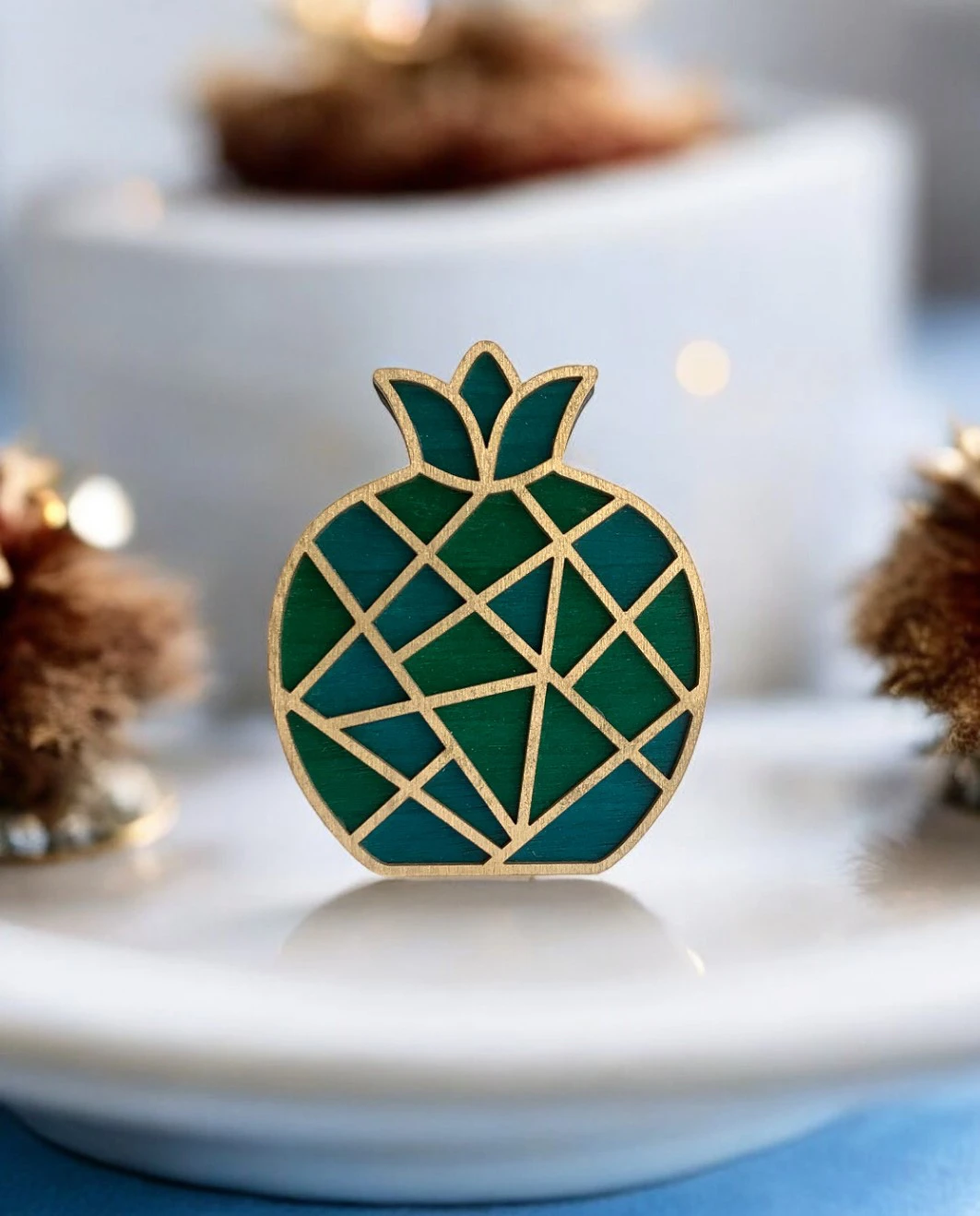 Life Likes - Γούρι Ξύλινο Ρόδι Μωσαϊκό, Βεραμάν/Πράσινο 8237