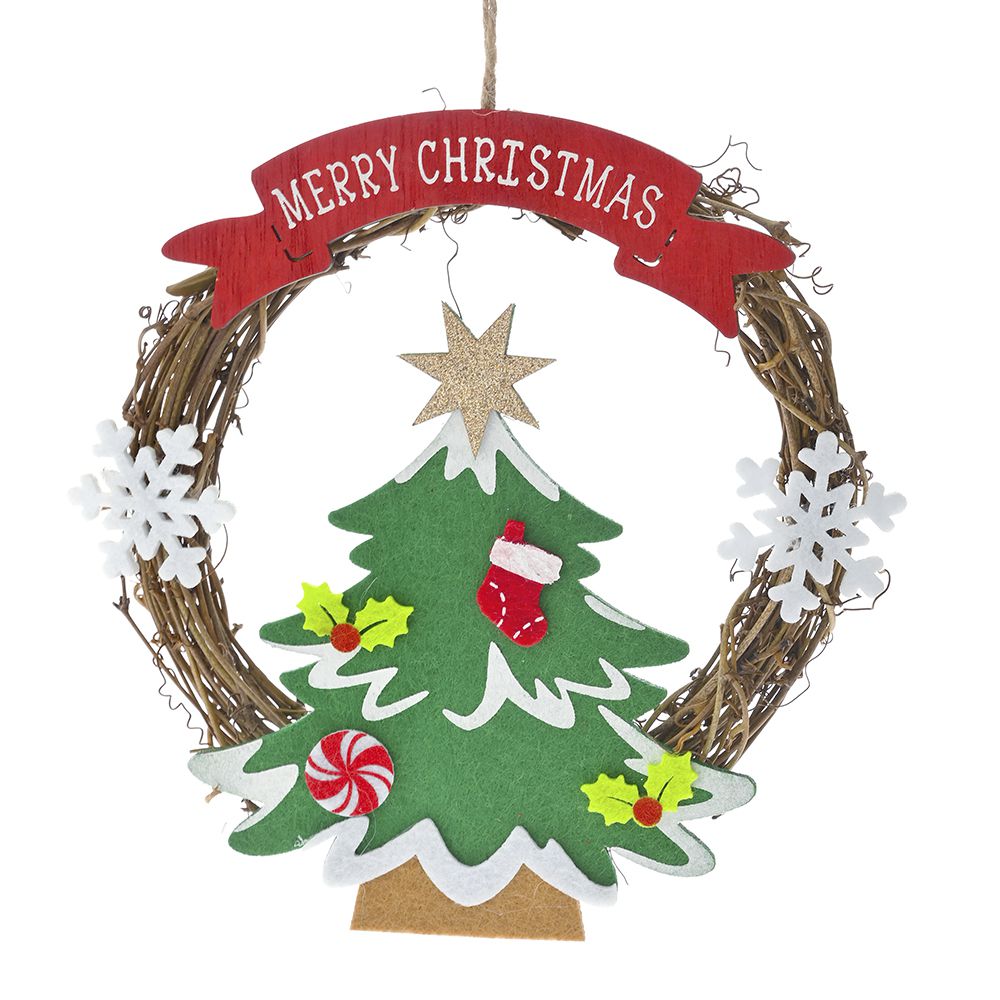 Iliadis - Πράσινο Τσόχινο Κρεμαστό Στολίδι Σχήμα Δέντρου Φ22εκ 82571