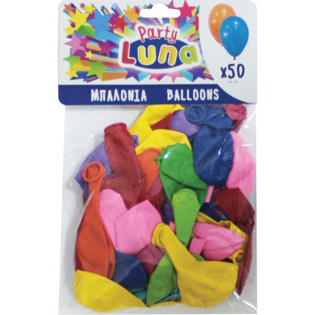Luna - Μπαλόνια Διάφορα Χρώματα 23 εκ. 50 Τμχ. 88901