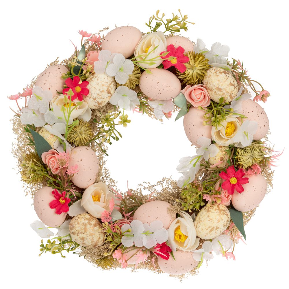 Iliadis - Στεφάνι Με Πολύχρωμα Λουλούδια Και Χρωματιστά Αυγά Φ30εκ 7εκ 89780