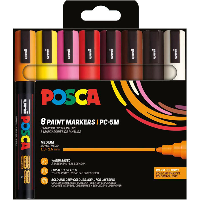 Uniball - Σετ Μαρκαδόρων Posca Warm Colours PC-5M 2.5mm 8 Τεμαχίων 90120