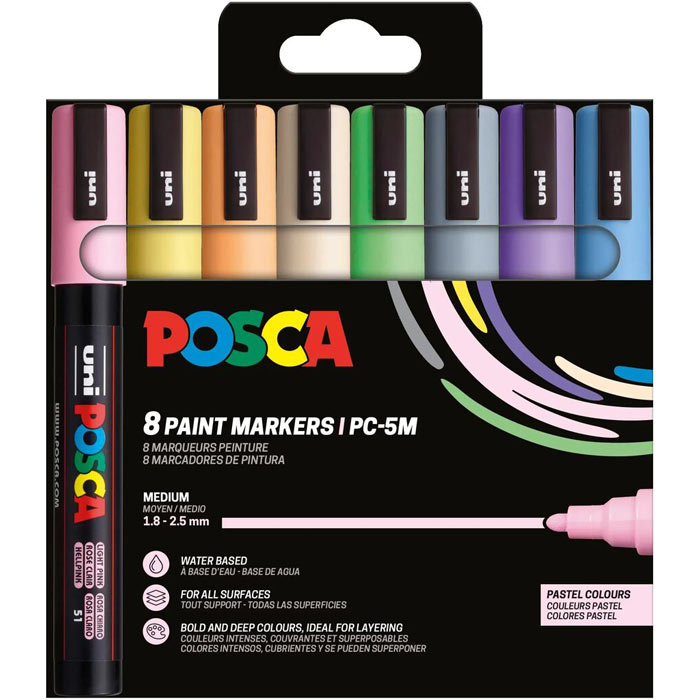 Uniball - Σετ Μαρκαδόρων Posca Pastel Colours PC-5M 2.5mm 8 Τεμαχίων 90122