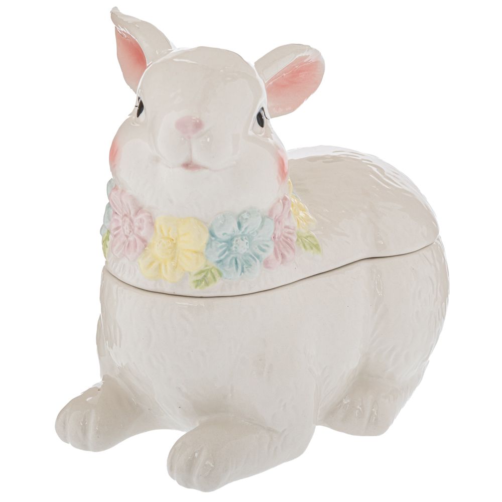 Iliadis – Κεραμική Μπισκοτιέρα Με Λαγό 20x12x16.5εκ, Λευκή 92418