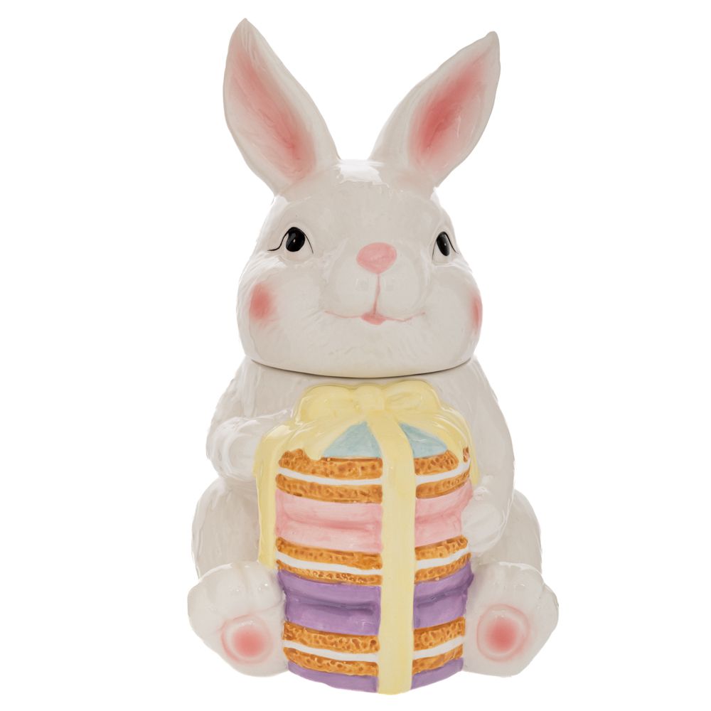 Iliadis – Κεραμική Μπισκοτιέρα Με Λαγό 14x12x21.5εκ, Λευκή 92421