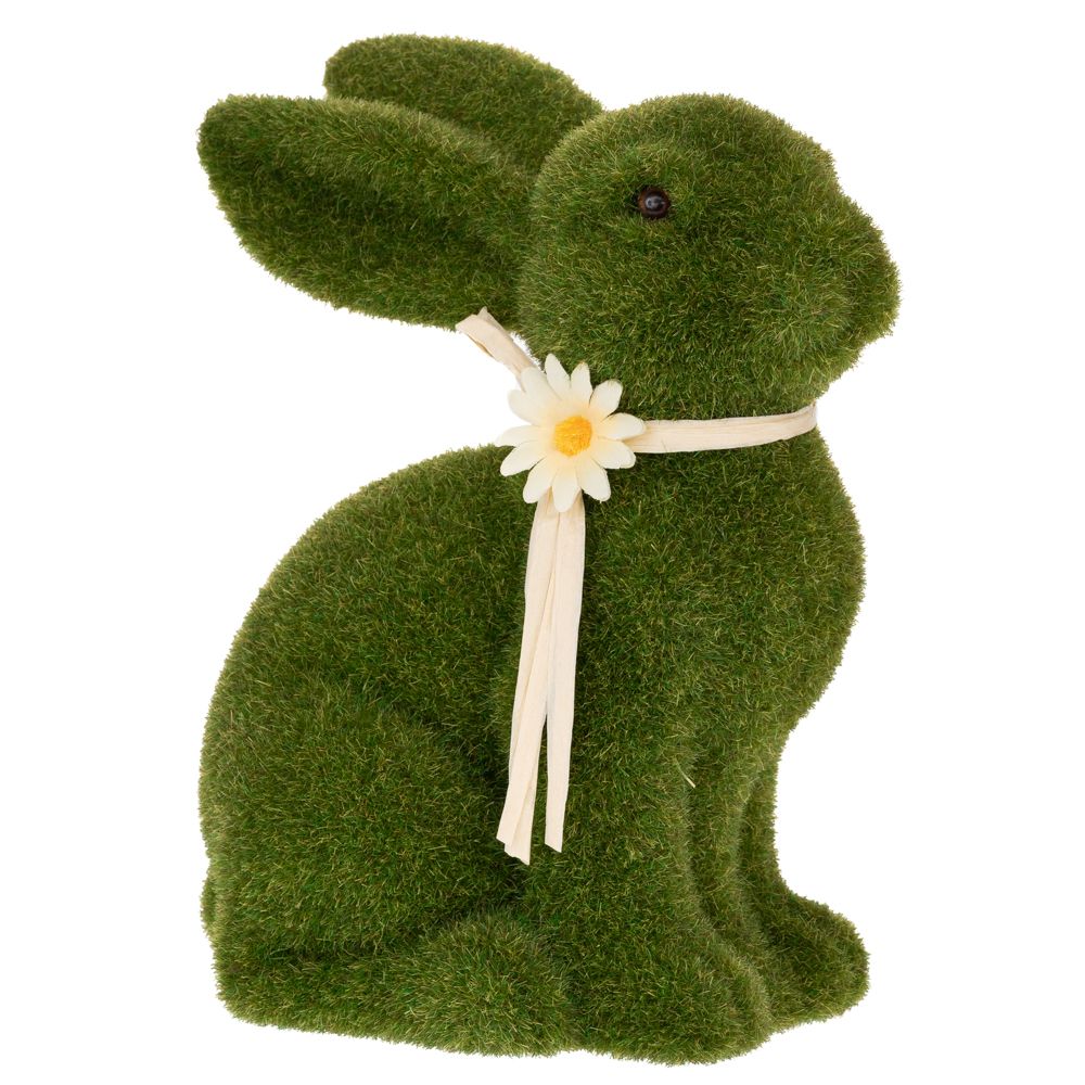 Iliadis – Καθιστός Χνουδωτός Λαγός Με Λουλούδι Στο Λαιμό 25εκ, Πράσινος 92466