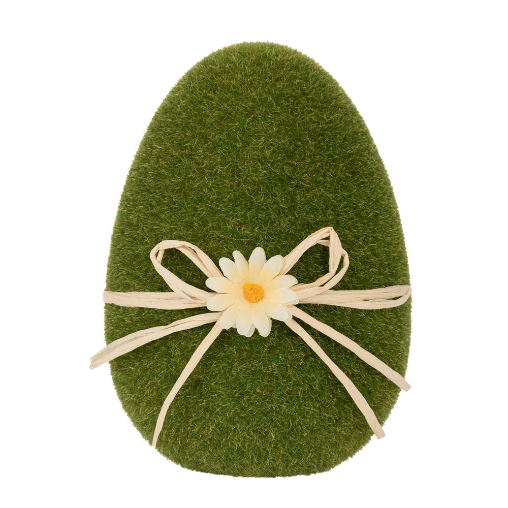 Iliadis – Χνουδωτό Αυγό Με Λευκό Φιόγκο & Λουλούδι 15εκ, Πράσινο 92467