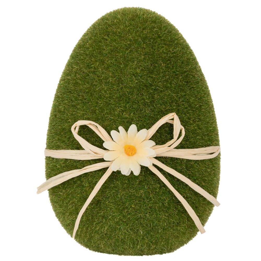 Iliadis – Χνουδωτό Αυγό Με Λευκό Φιόγκο & Λουλούδι 20εκ, Πράσινο 92468