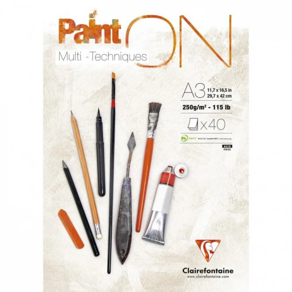 Clairefontaine - Μπλοκ Mix Media PaintON 40 φύλλων A3 (29,7x42cm) 250gr 96536C